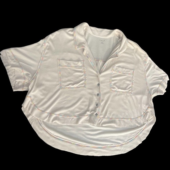 NWT!  Urban Outfitters Out from Under-Cream Button-Front Crop-Top Shirt OB138235 - Picture 6 of 15